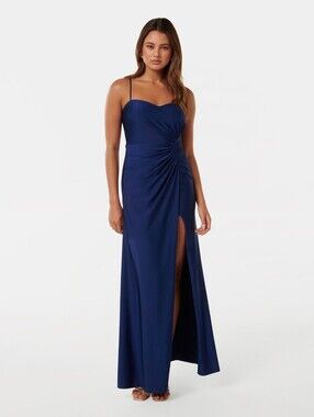 Ruched Side-Slit Maxi Dress